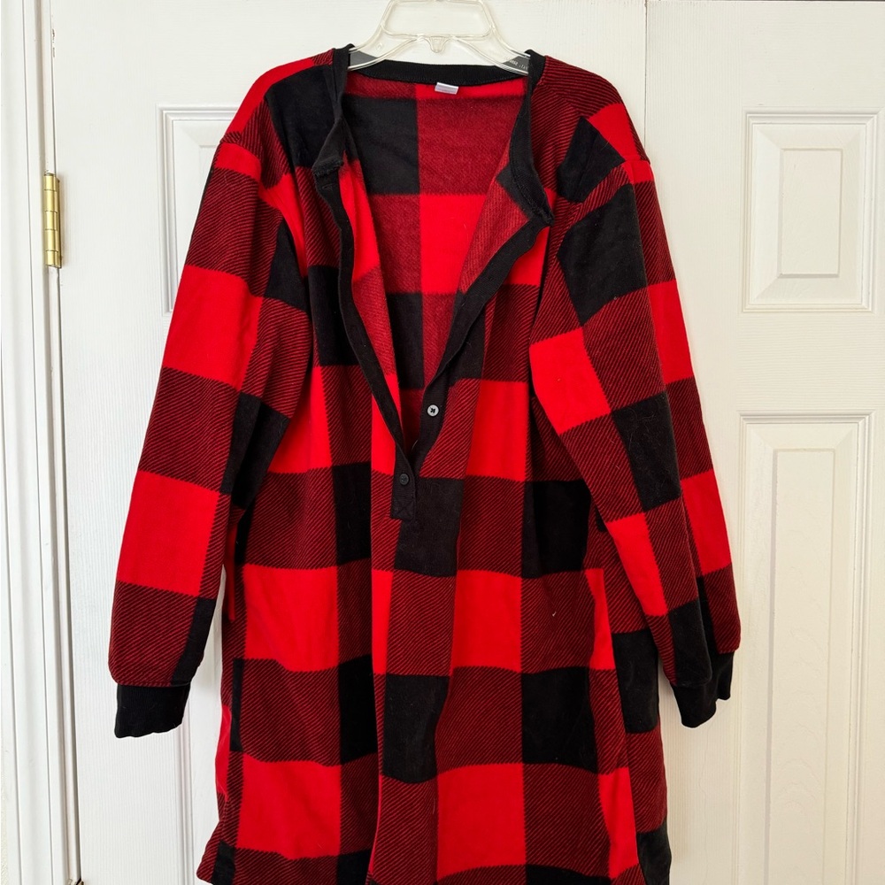 Old Navy Red and Black Plaid Pajama Romper